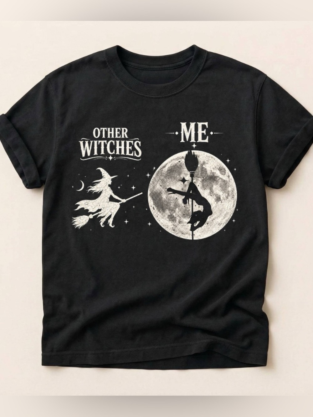 Funny Witch Pole Dance Celestial Halloween T-shirt
